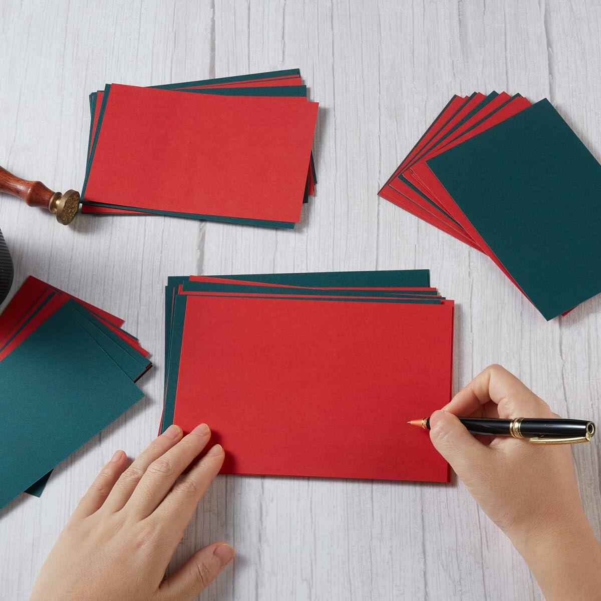 100 Sheets Christmas Cardstock Paper 250 GSM Thick 5x7in Green Red