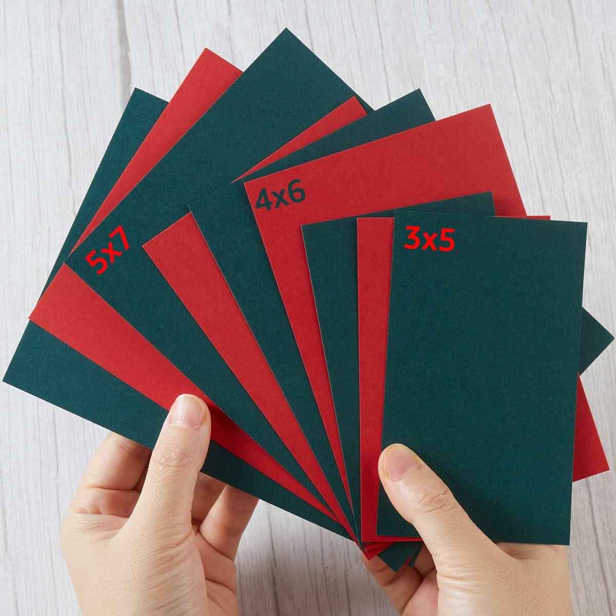 100 Sheets Christmas Cardstock Paper 250 GSM Thick 5x7in Green Red