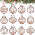 12 Pack White Glitter Christmas Ball Ornaments 2.36in Plastic Xmas Decor