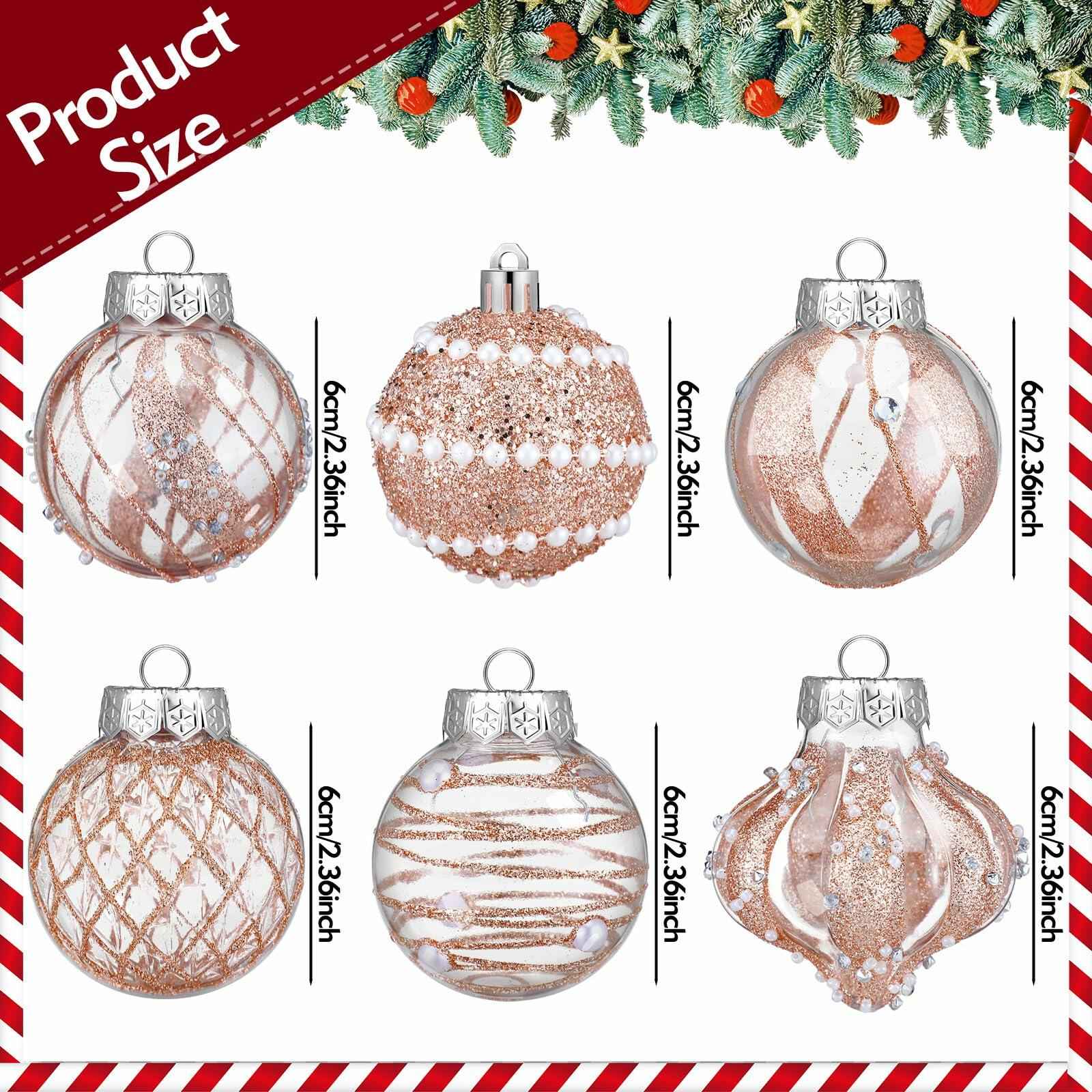 12 Pack White Glitter Christmas Ball Ornaments 2.36in Plastic Xmas Decor