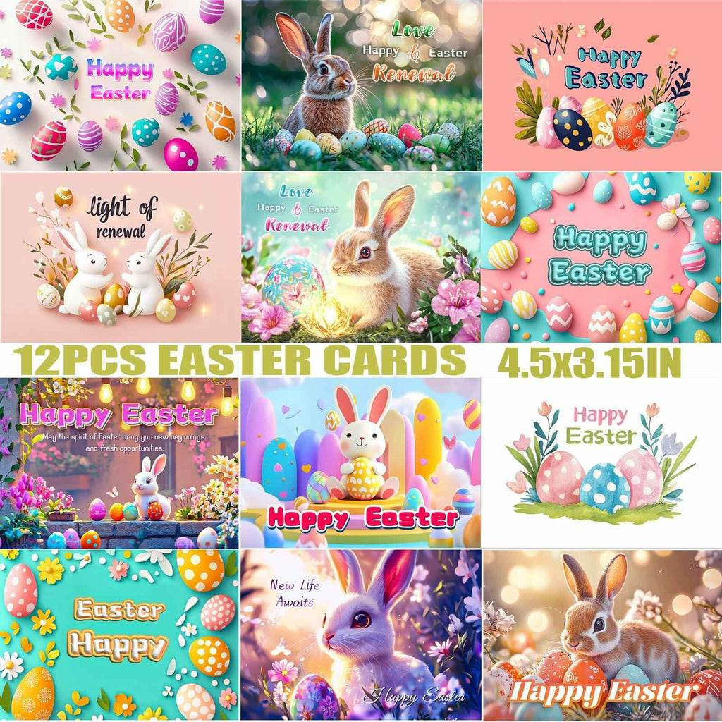 12PCS Easter Bunny Bracelets with Cards Basket Stuffers Eggs Fillers