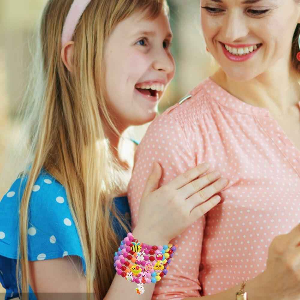 12PCS Easter Bunny Bracelets with Cards Basket Stuffers Eggs Fillers