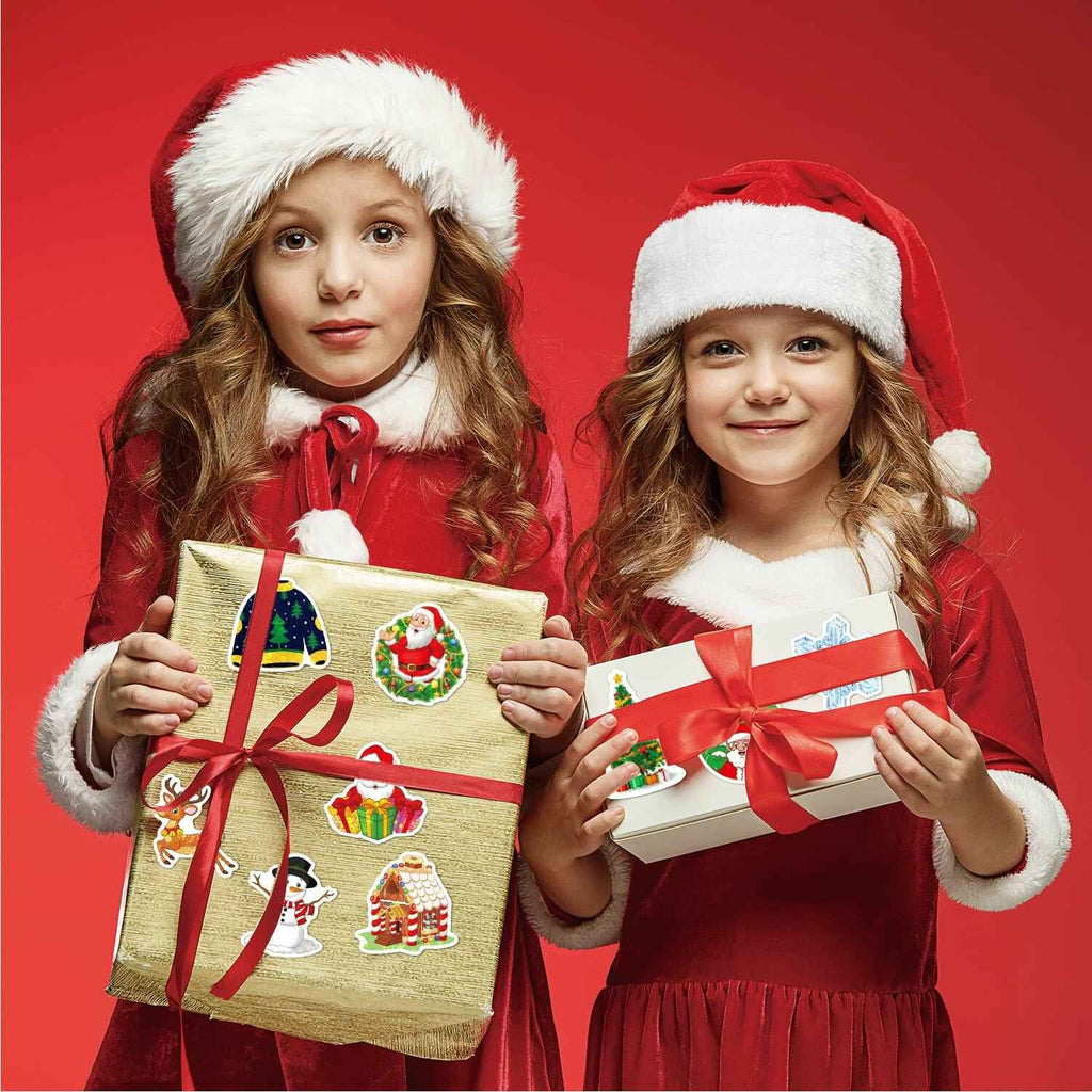 100PCS Christmas Children's Cartoon Santa Claus & Tree Waterproof Stickers