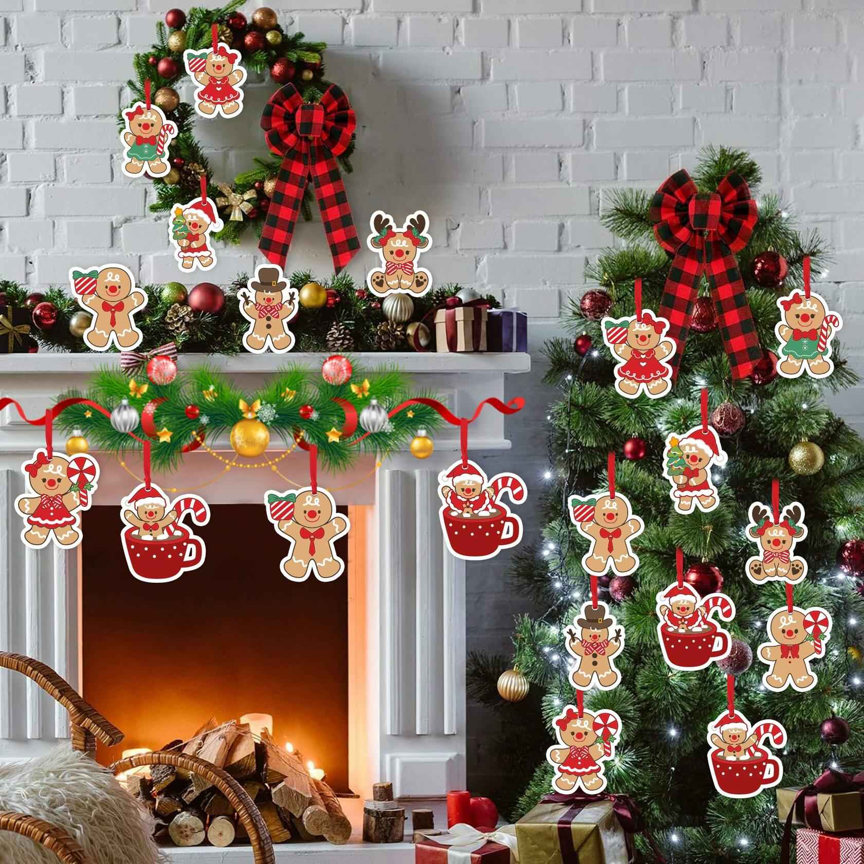 12Pcs Gingerbread Man Christmas Ornaments Tree Decorations with Ropes