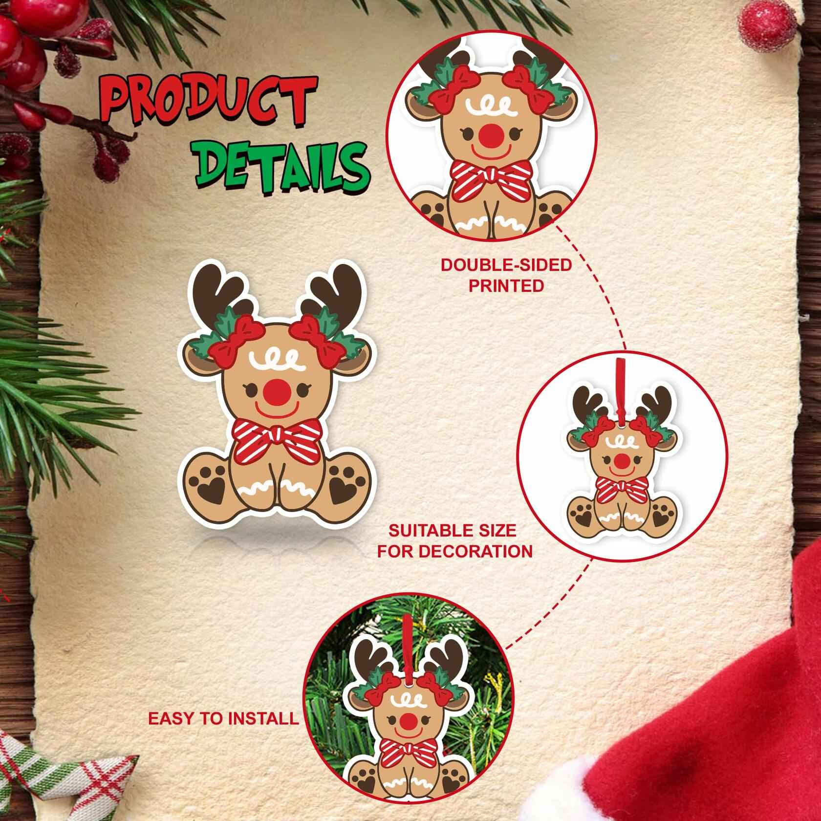 12Pcs Gingerbread Man Christmas Ornaments Tree Decorations with Ropes