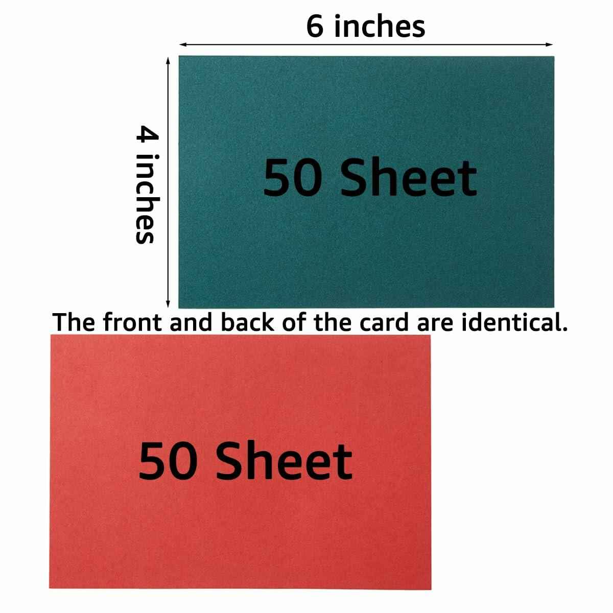 100 Sheets Christmas Cardstock Paper 250 GSM 4x6in Green Red