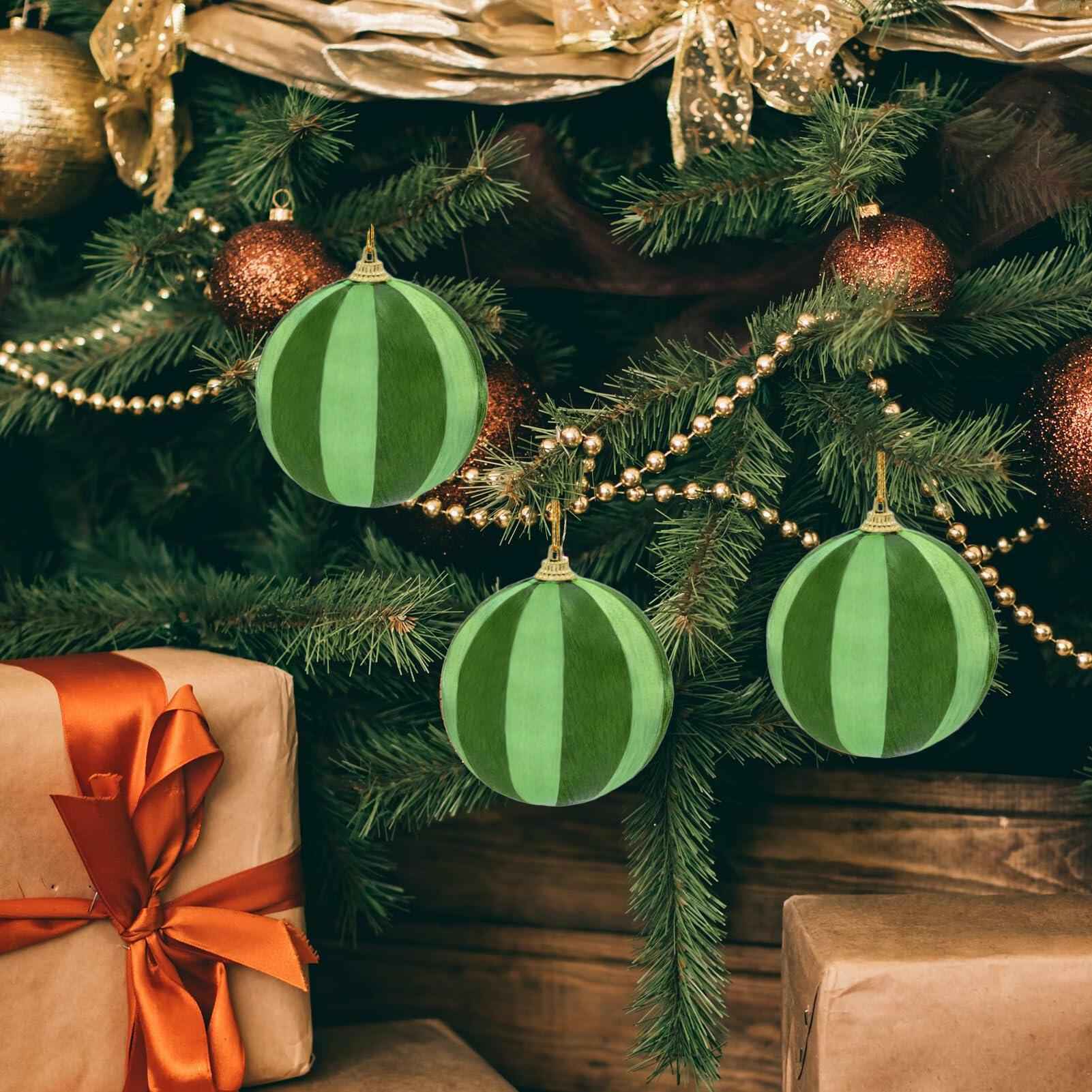 12 Pcs Christmas Thread Wrapped Balls Ornaments 2.4 Inch Hanging Decor