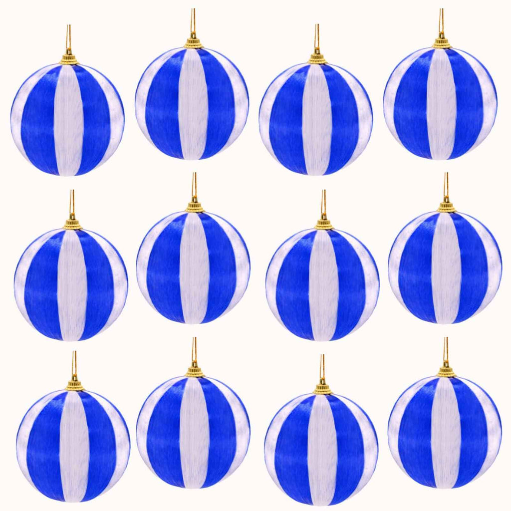 12 Pcs Christmas Thread Wrapped Balls Ornaments 2.4 Inch Holiday Decor