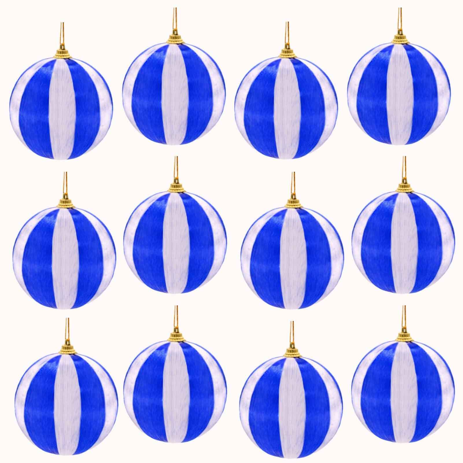 12 Pcs Christmas Thread Wrapped Balls Ornaments 2.4 Inch Holiday Decor