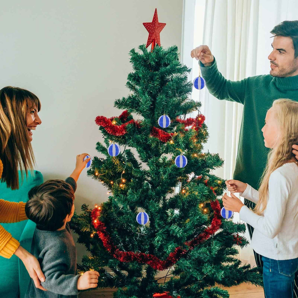 12 Pcs Christmas Thread Wrapped Balls Ornaments 2.4 Inch Holiday Decor