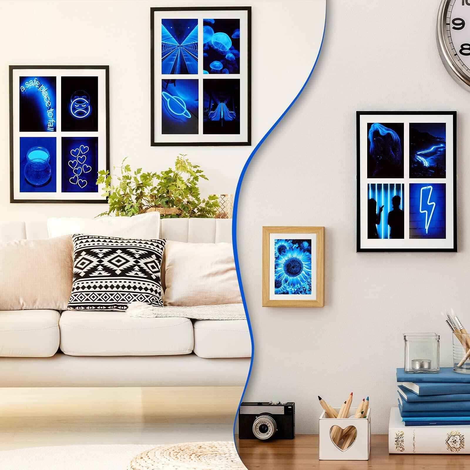 Ctosree 50 Pcs Blue Neon Wall Collage Kit 4x6 Inches Indie Room Decor