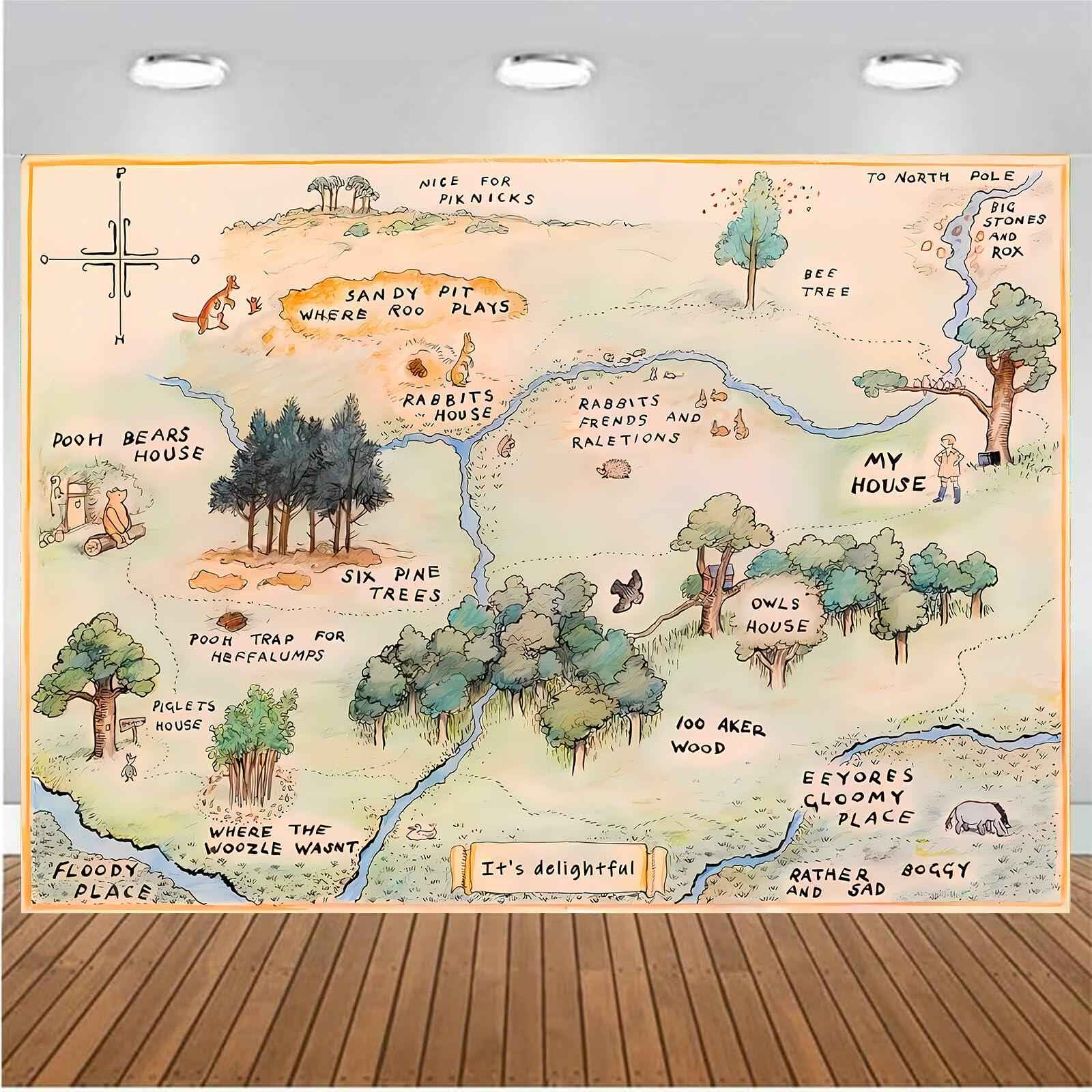 100 Acre Woods Baby Shower Backdrop 7x5ft Cartoon Photography Props