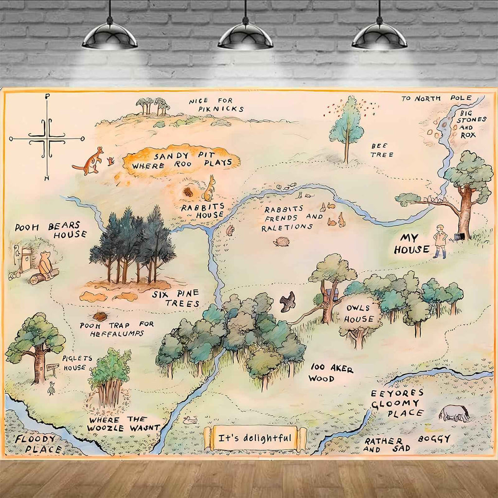 100 Acre Woods Baby Shower Backdrop 7x5ft Cartoon Photography Props