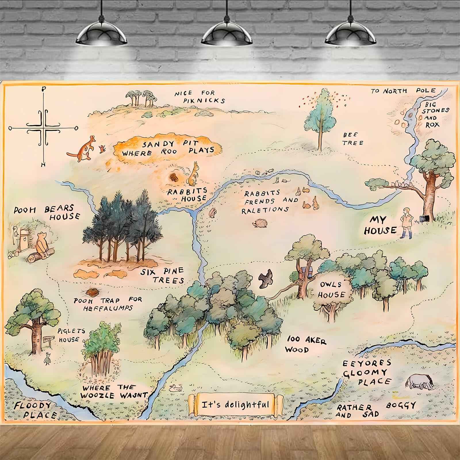 100 Acre Woods Baby Shower Backdrop 7x5ft Cartoon Photography Props