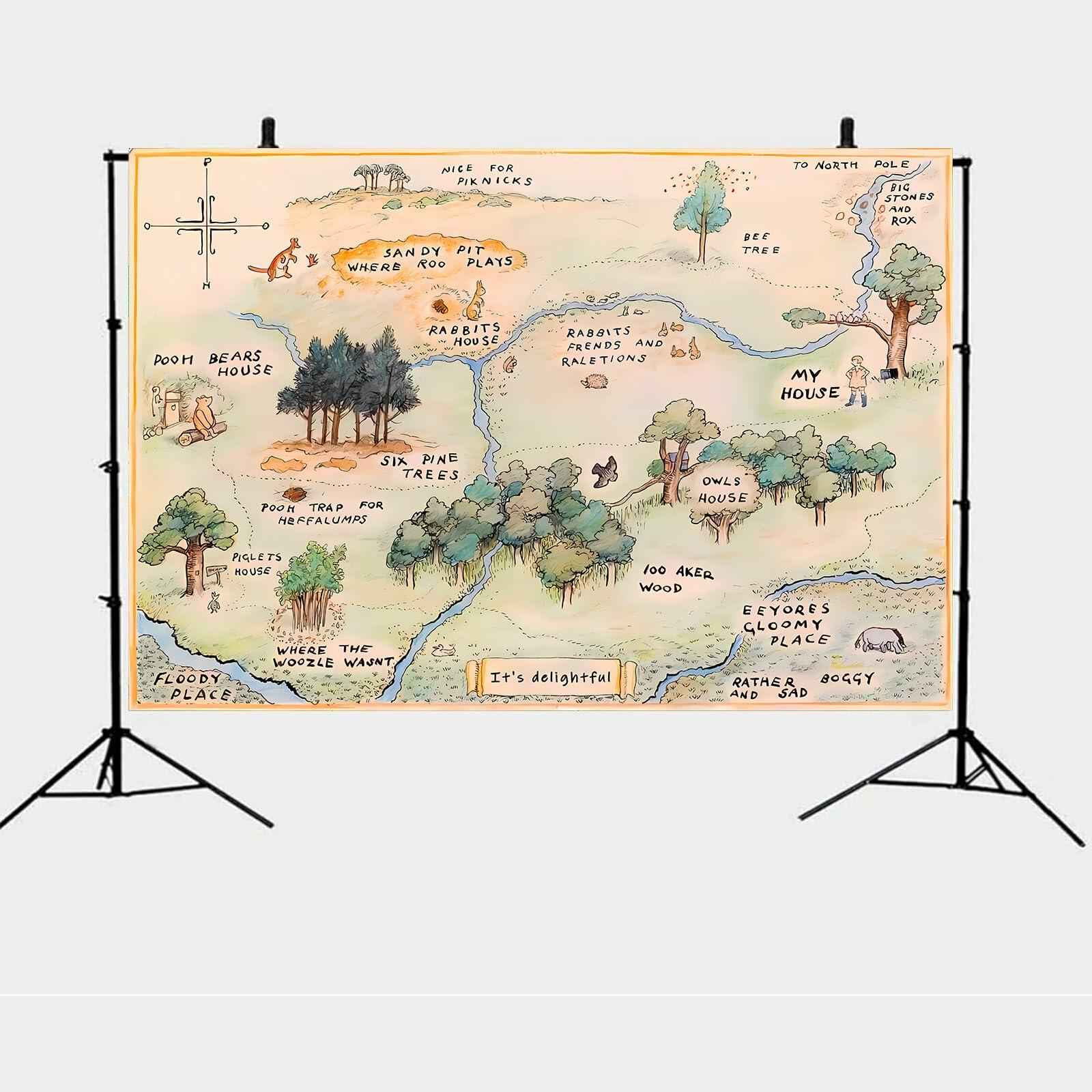 100 Acre Woods Baby Shower Backdrop 7x5ft Cartoon Photography Props