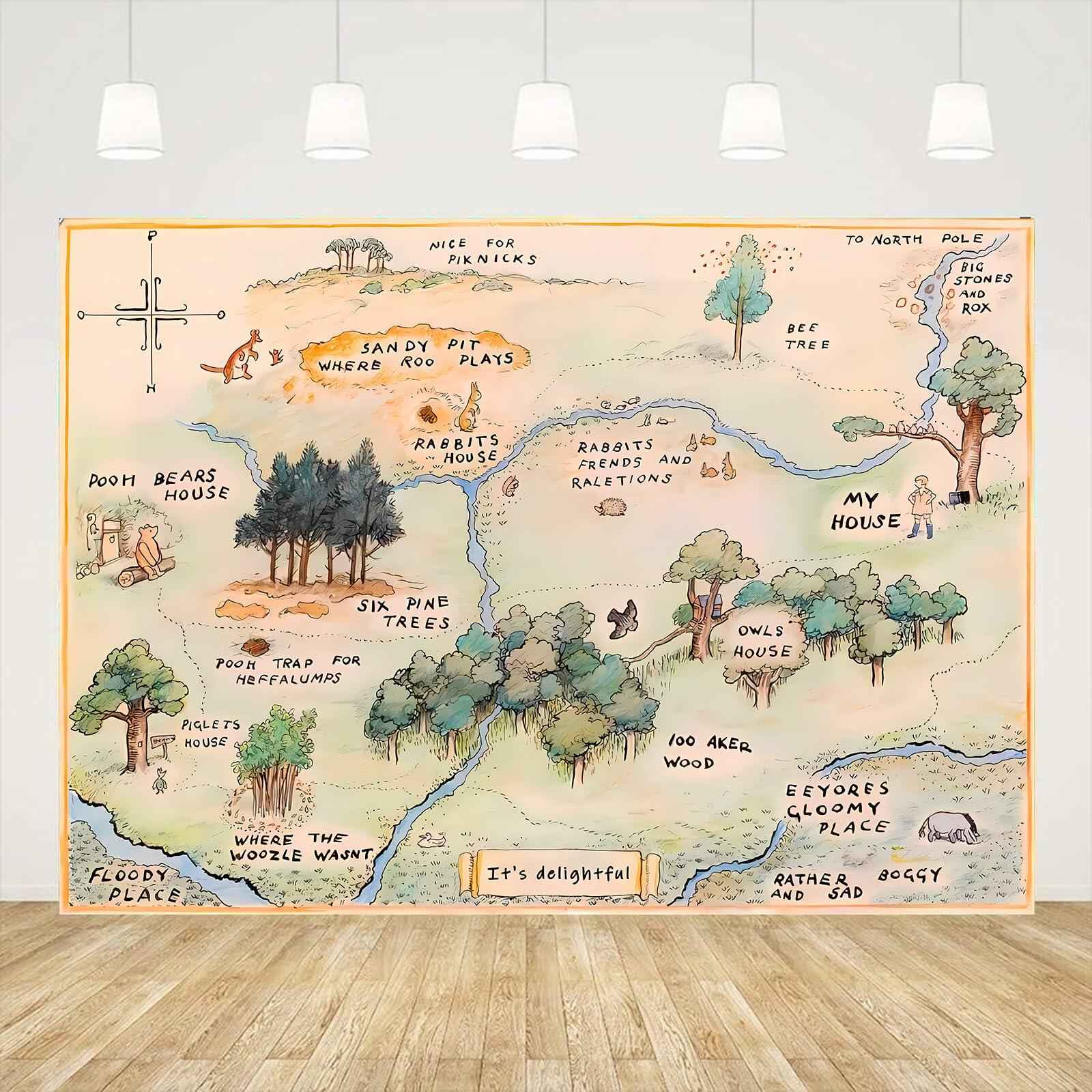 100 Acre Woods Baby Shower Backdrop 7x5ft Cartoon Photography Props