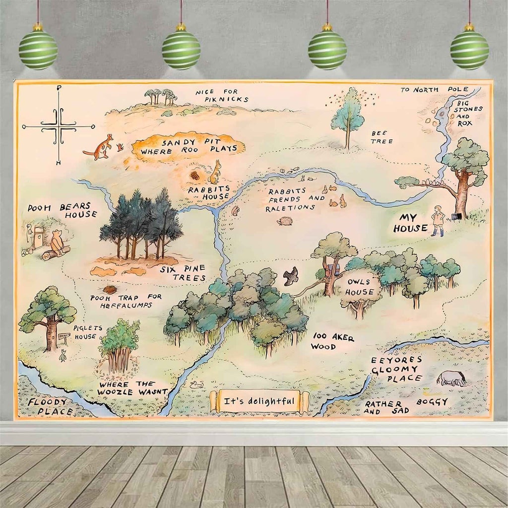 100 Acre Woods Baby Shower Backdrop 7x5ft Cartoon Photography Props