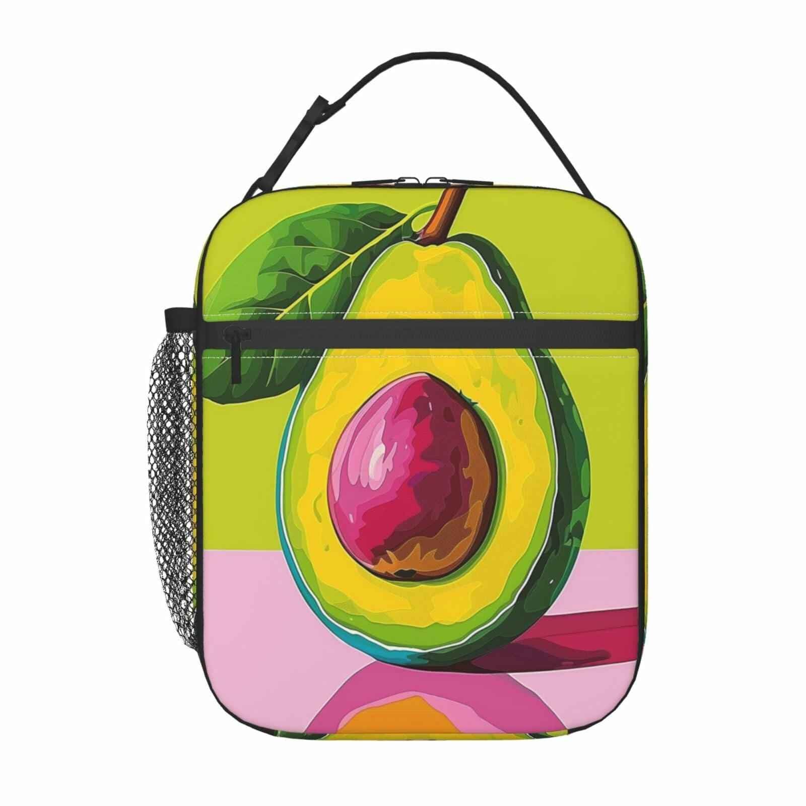 cromcu Avocado Insulated Lunch Box Pink Reusable Cooler 1.37L Polyester