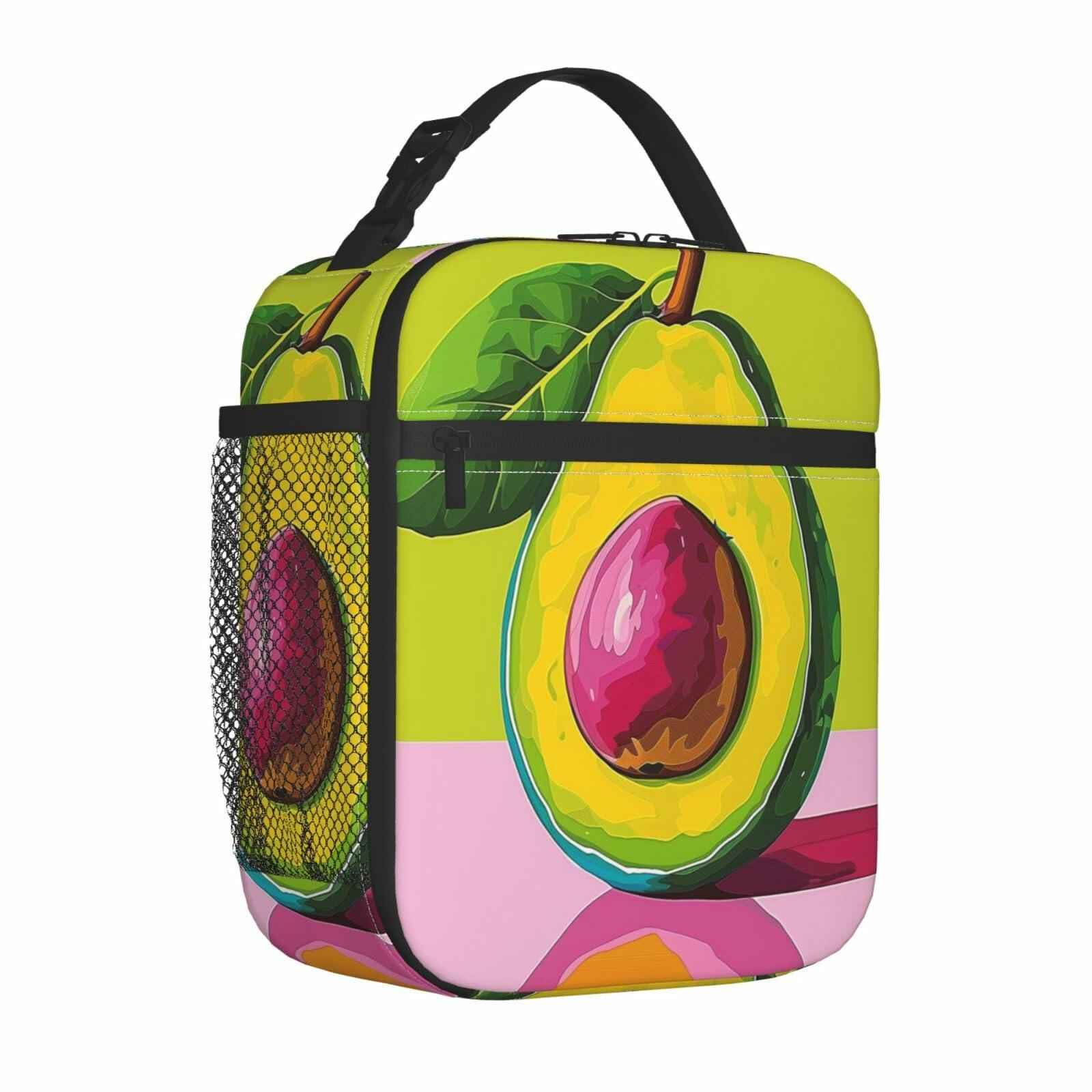 cromcu Avocado Insulated Lunch Box Pink Reusable Cooler 1.37L Polyester