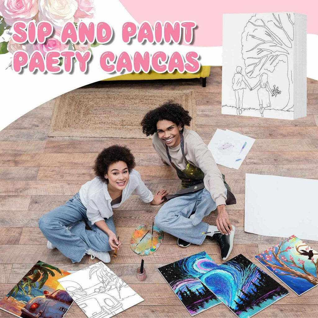 Ctosree 12 Pcs Valentine Pre Drawn Canvas Painting Boards 8x10 Inch Scenery