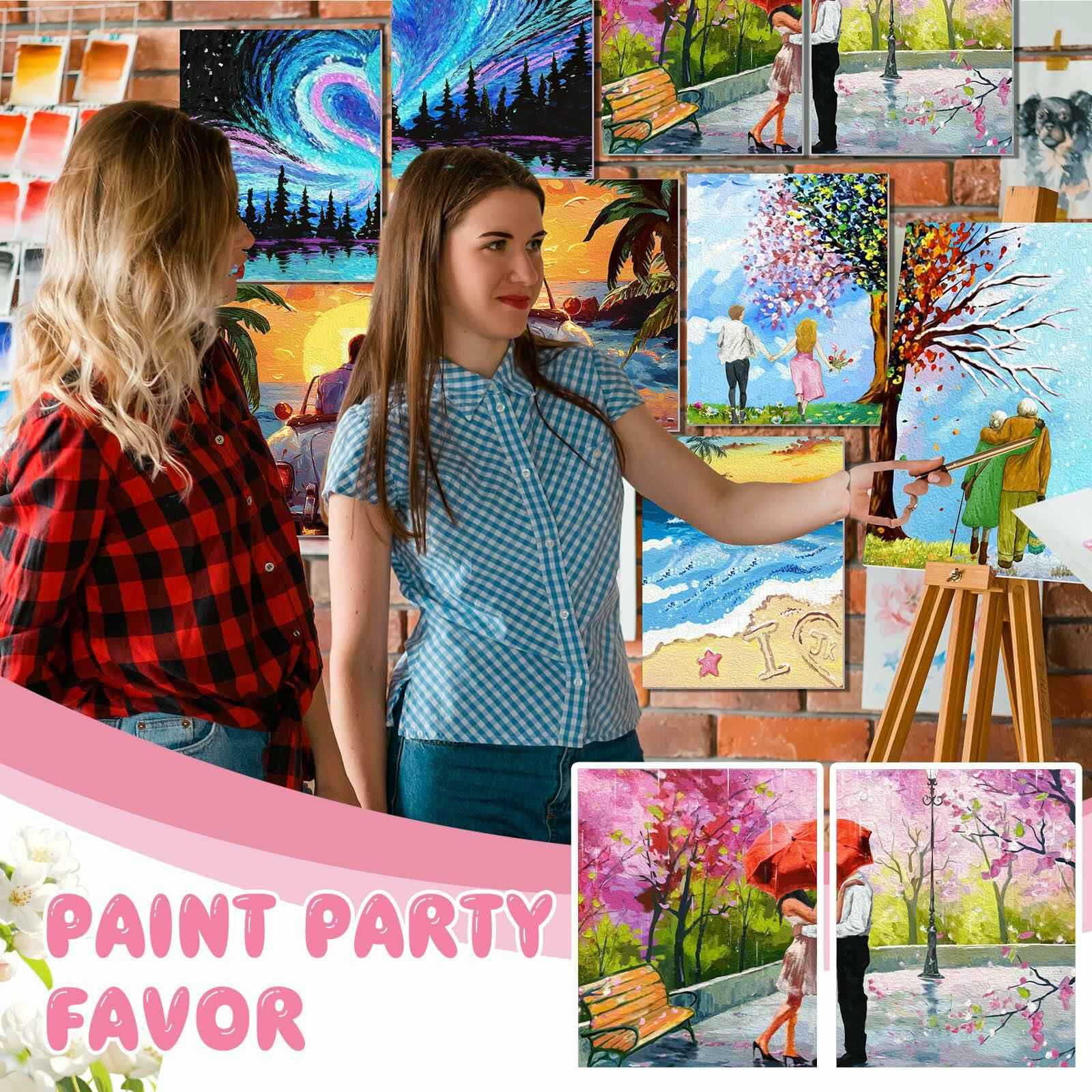 Ctosree 12 Pcs Valentine Pre Drawn Canvas Painting Boards 8x10 Inch Scenery