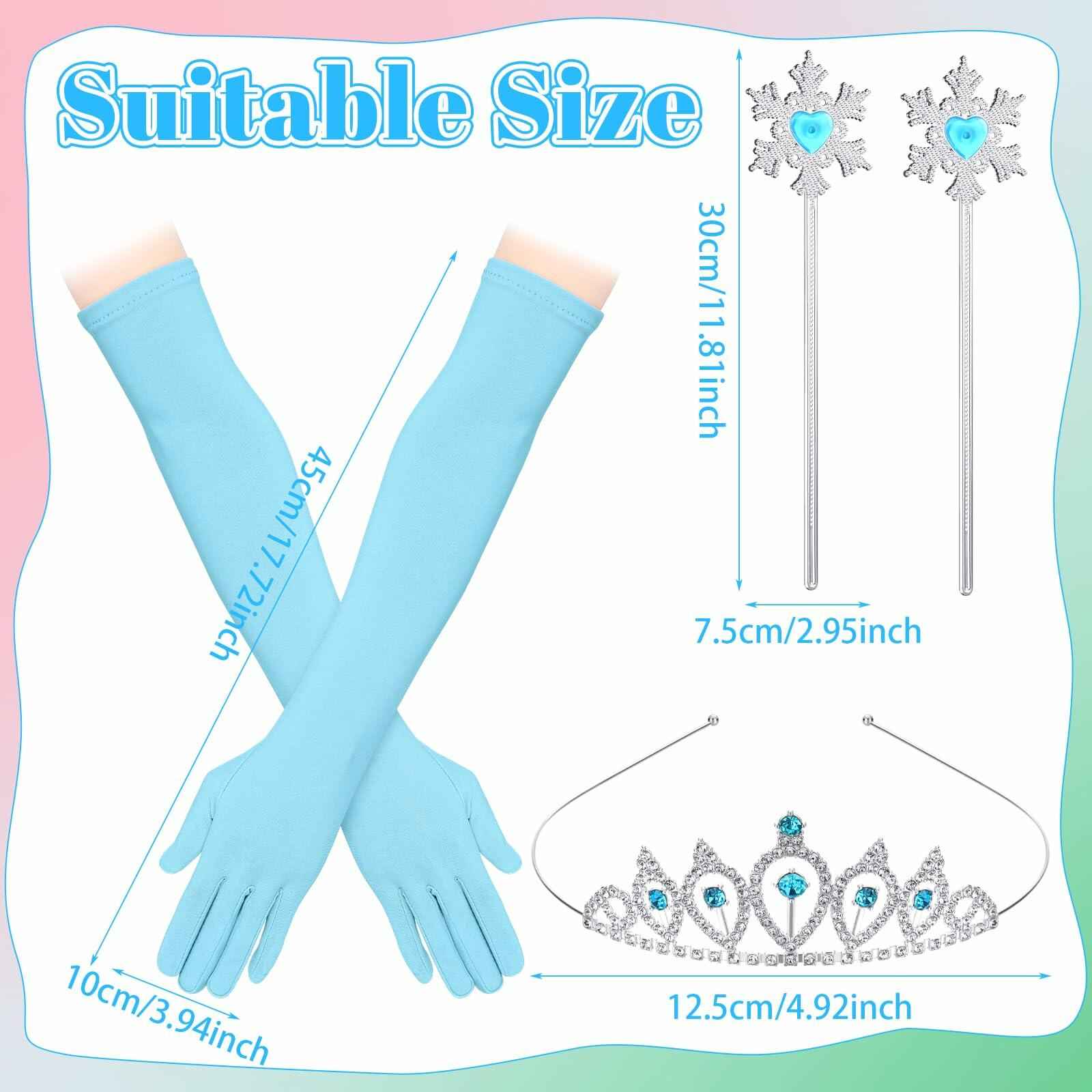 Croknit 16 Pcs Witch Party Favors Blue Pink Princess Crown Wands Gloves