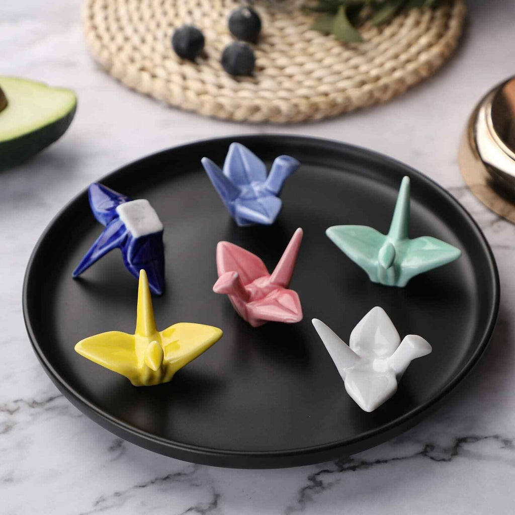 12 Pack Ceramic Chopstick Rest Porcelain Crane Tableware Holders