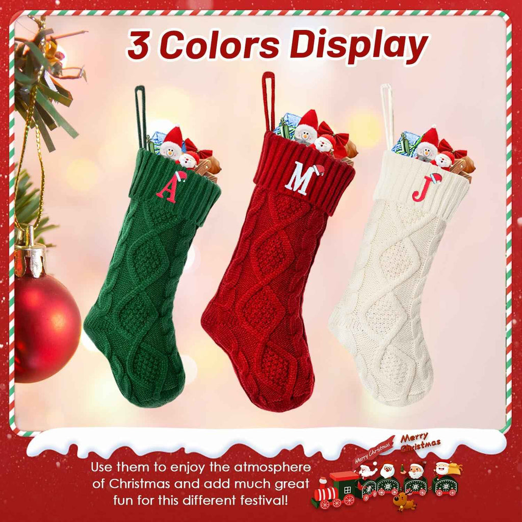 CRSTAFU Personalized Christmas Stocking 20” Red Monogram Embroidered