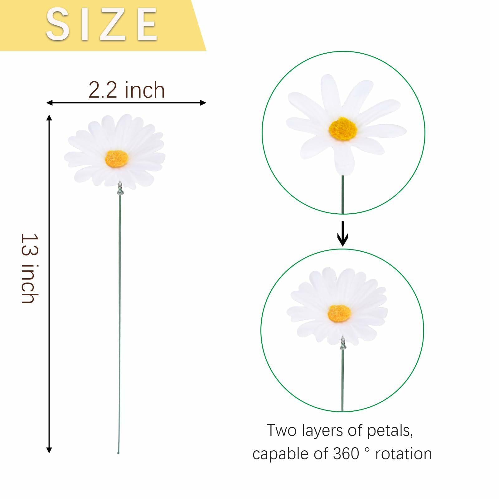 10PCS Daisy Flower Garden Stakes, Metal Flower Garden Stakes Iron Crafts,