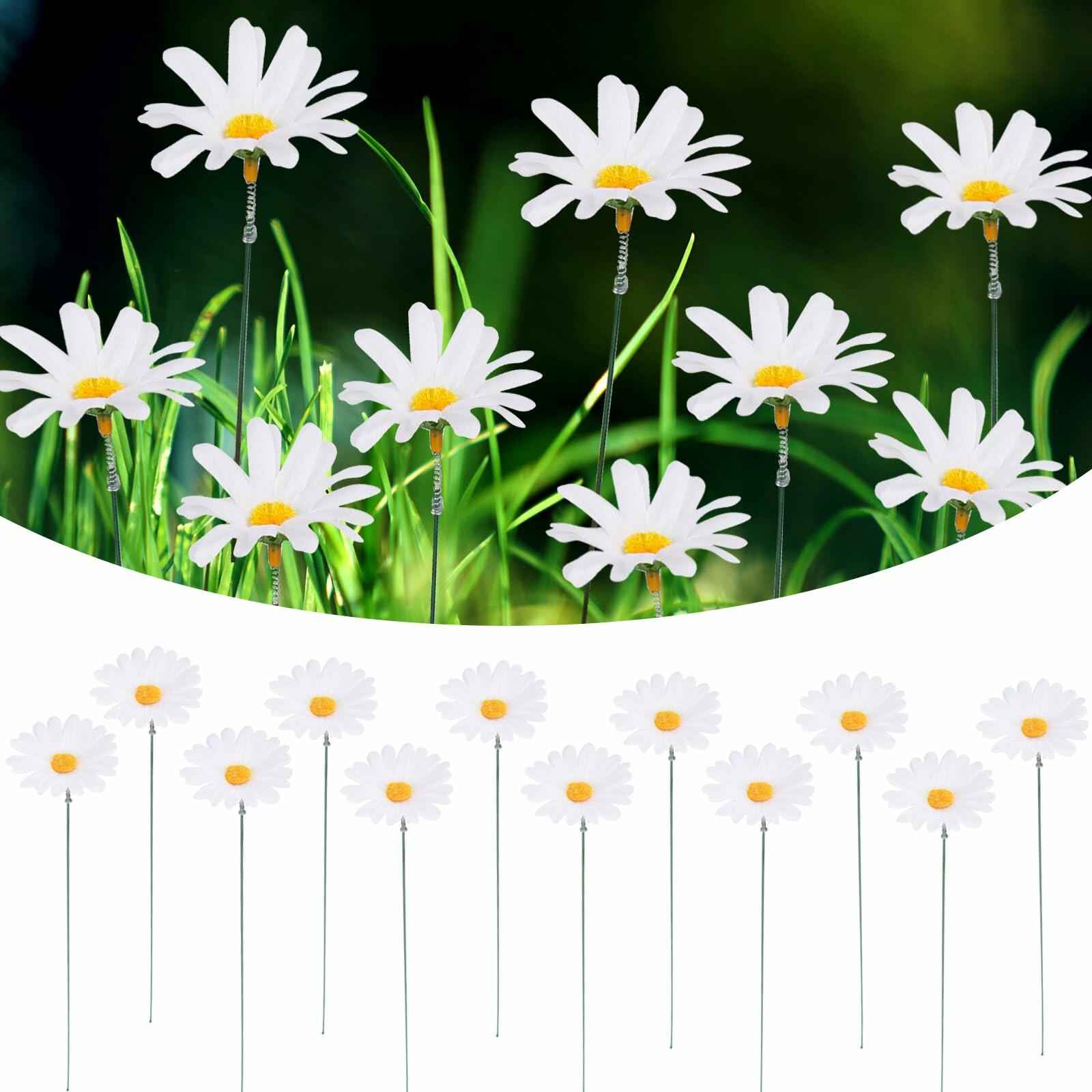 10PCS Daisy Flower Garden Stakes, Metal Flower Garden Stakes Iron Crafts,