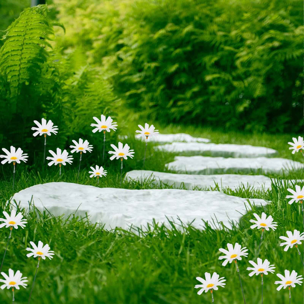 10PCS Daisy Flower Garden Stakes, Metal Flower Garden Stakes Iron Crafts,