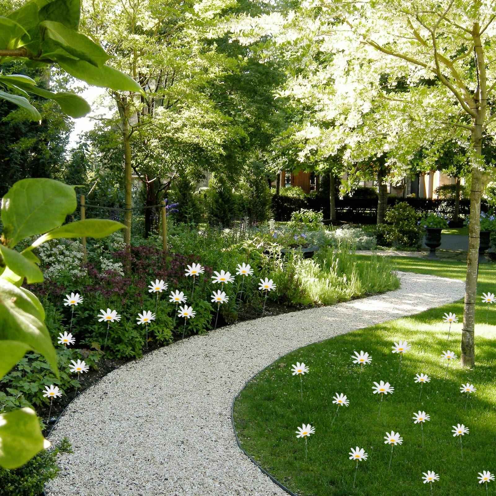 10PCS Daisy Flower Garden Stakes, Metal Flower Garden Stakes Iron Crafts,