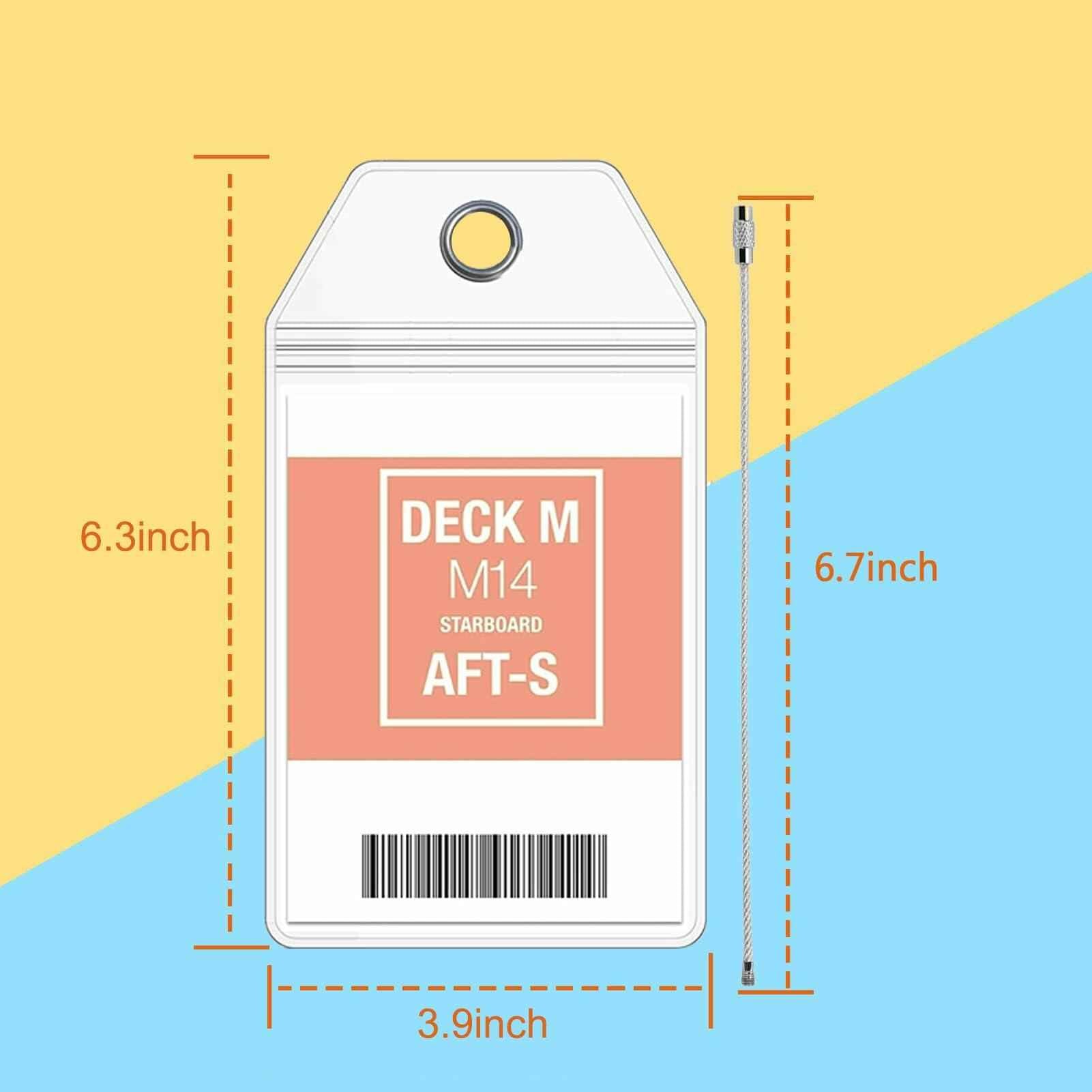 10 Pack Princess Clear Luggage Tag Holders with Steel Loops for Cruise Ships