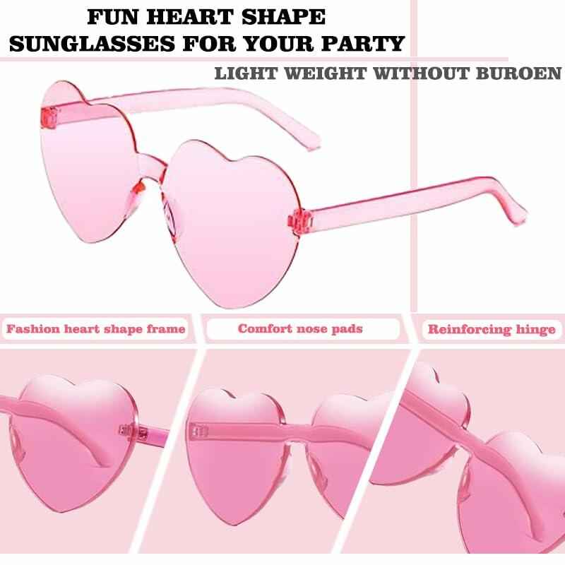 12 Pairs Heart Shaped Sunglasses Kids Rimless Party Favor Bride Bachelorette