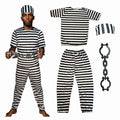 Cossneer Halloween Prisoner Costume Adult Striped Outfit with Chains One Size