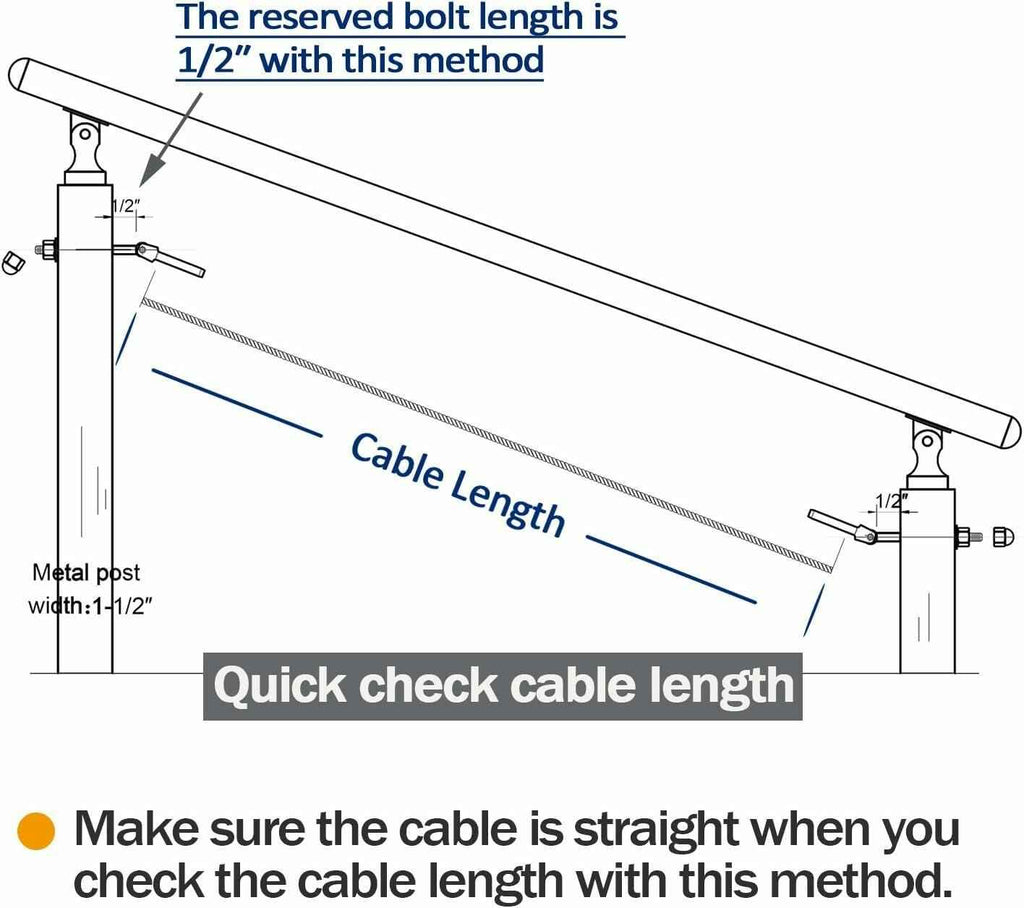 1/8" T316 Stainless Steel Adjustable Cable Railing Kit for 1.5" Metal Post