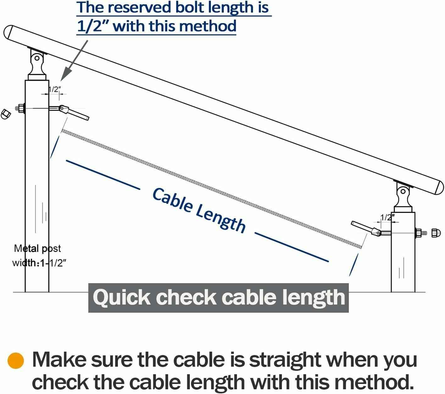 1/8" T316 Stainless Steel Adjustable Cable Railing Kit for 1.5" Metal Post