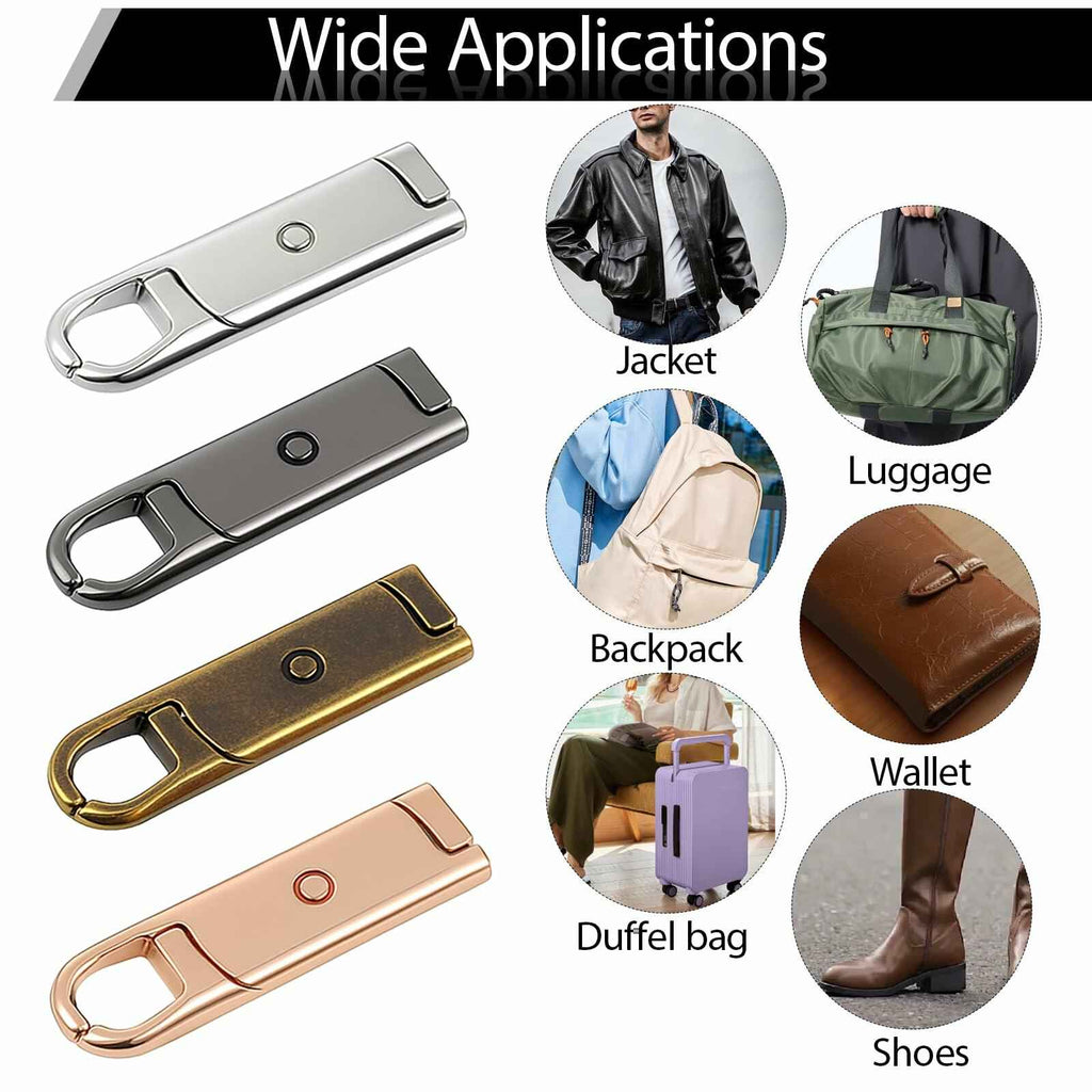 12 Pcs Metal Zipper Pull Tab Replacement Detachable Zipper Handles