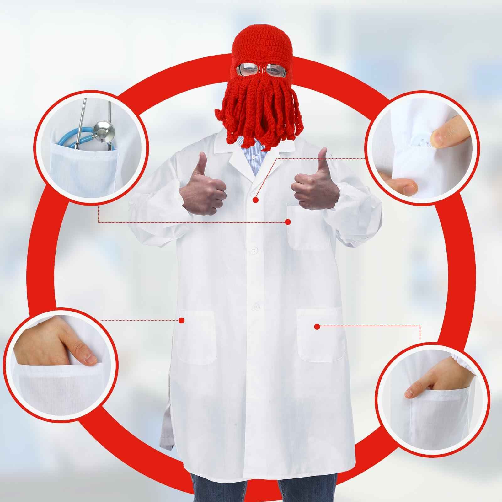 Newcotte Adult Lobster Doctor Costume Set Red White 3 Pcs