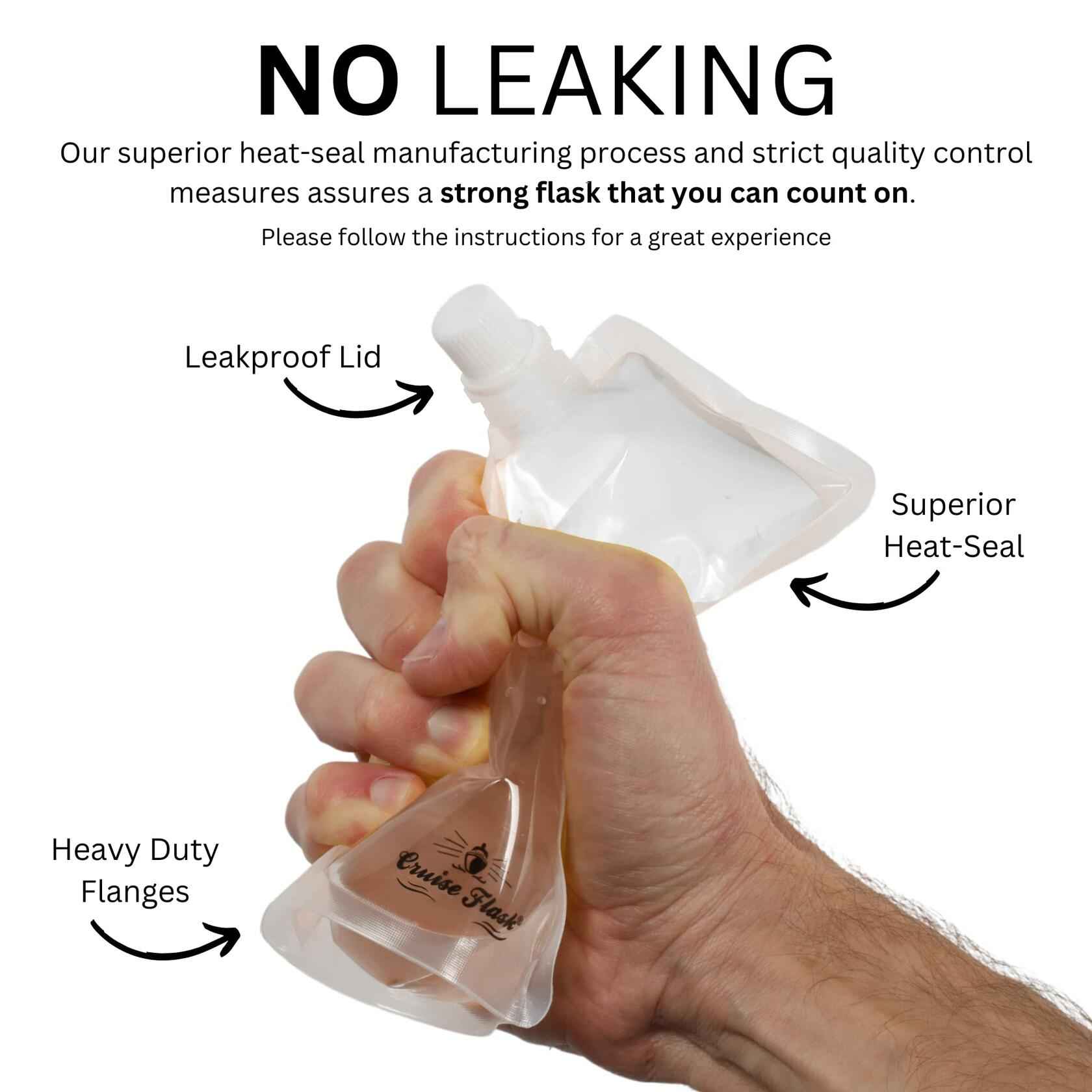 Cruise Flask Collapsible Reusable Foldable Water Bottle 8oz Clear 3 Pack