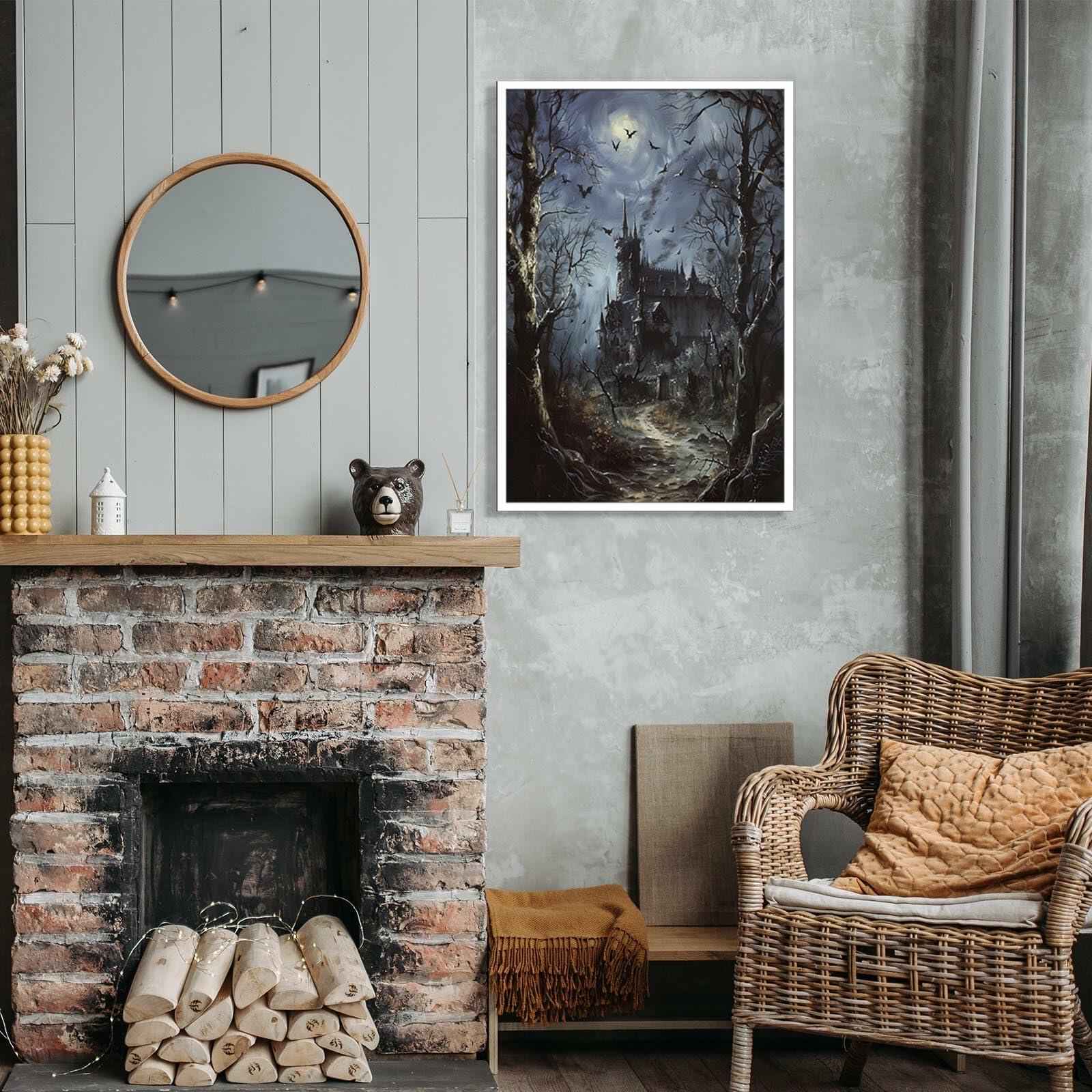 CRTDYQU Crow Castle Vampire Wall Art Poster 12x16 Inch Unframed