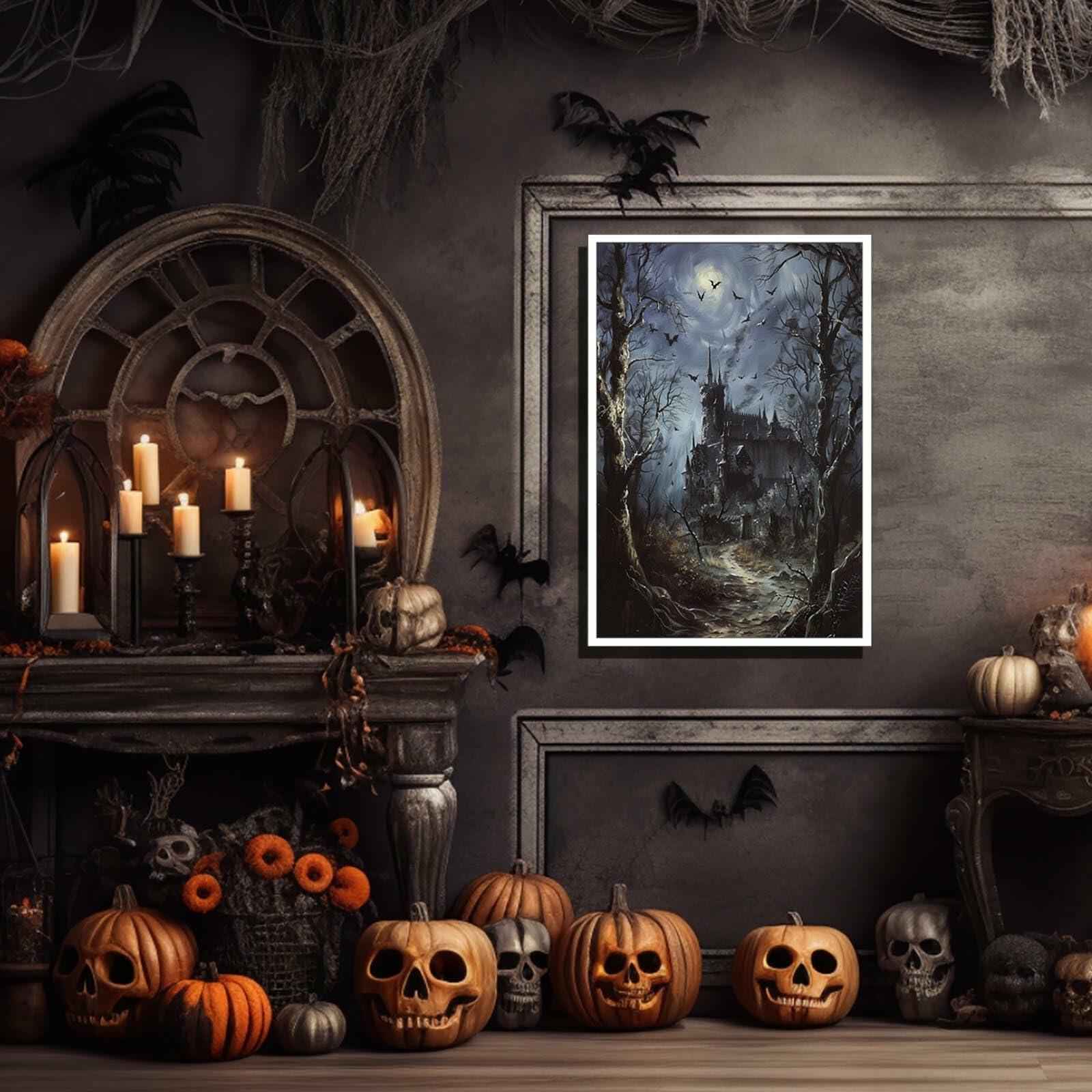 CRTDYQU Crow Castle Vampire Wall Art Poster 12x16 Inch Unframed