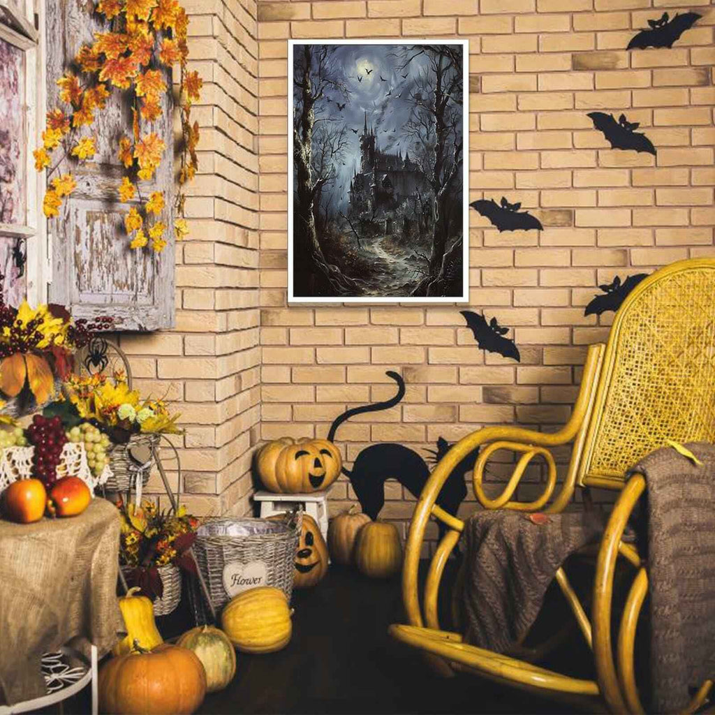 CRTDYQU Crow Castle Vampire Wall Art Poster 12x16 Inch Unframed