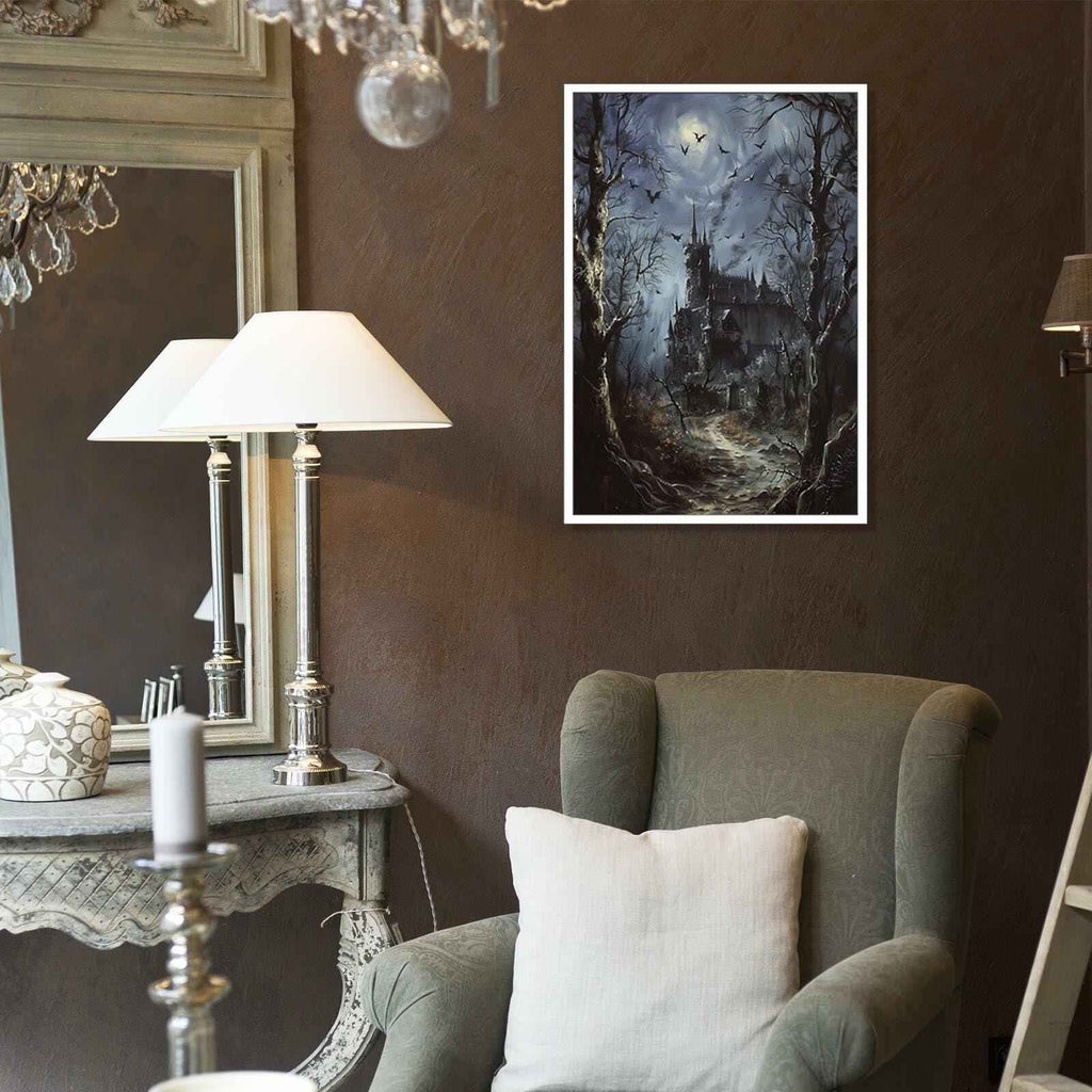 CRTDYQU Crow Castle Vampire Wall Art Poster 12x16 Inch Unframed