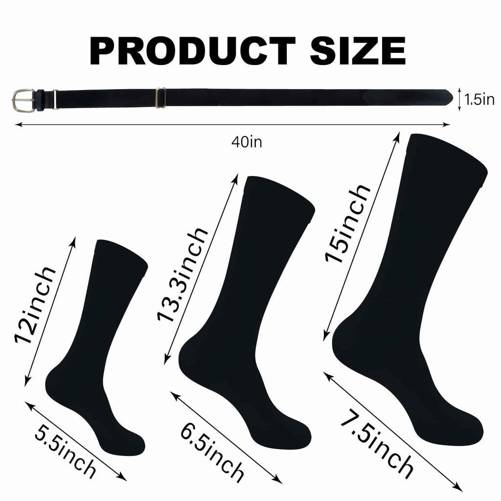 cs runsenisocks Baseball Softball Soccer Socks & Belt Set Red 3pcs+1belt Size L