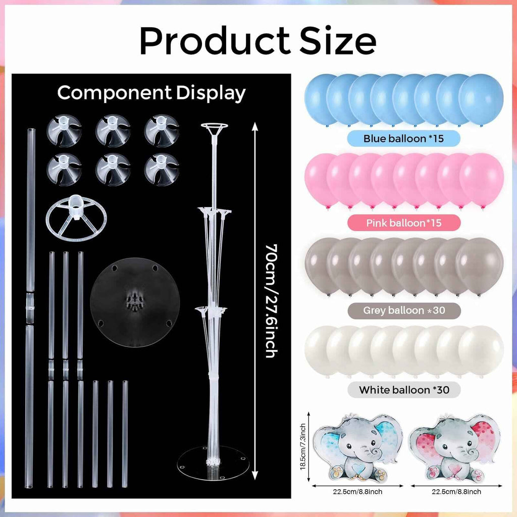 12 Sets Baby Shower Balloon Stand Kit Gender Reveal Pink Blue Table Decor