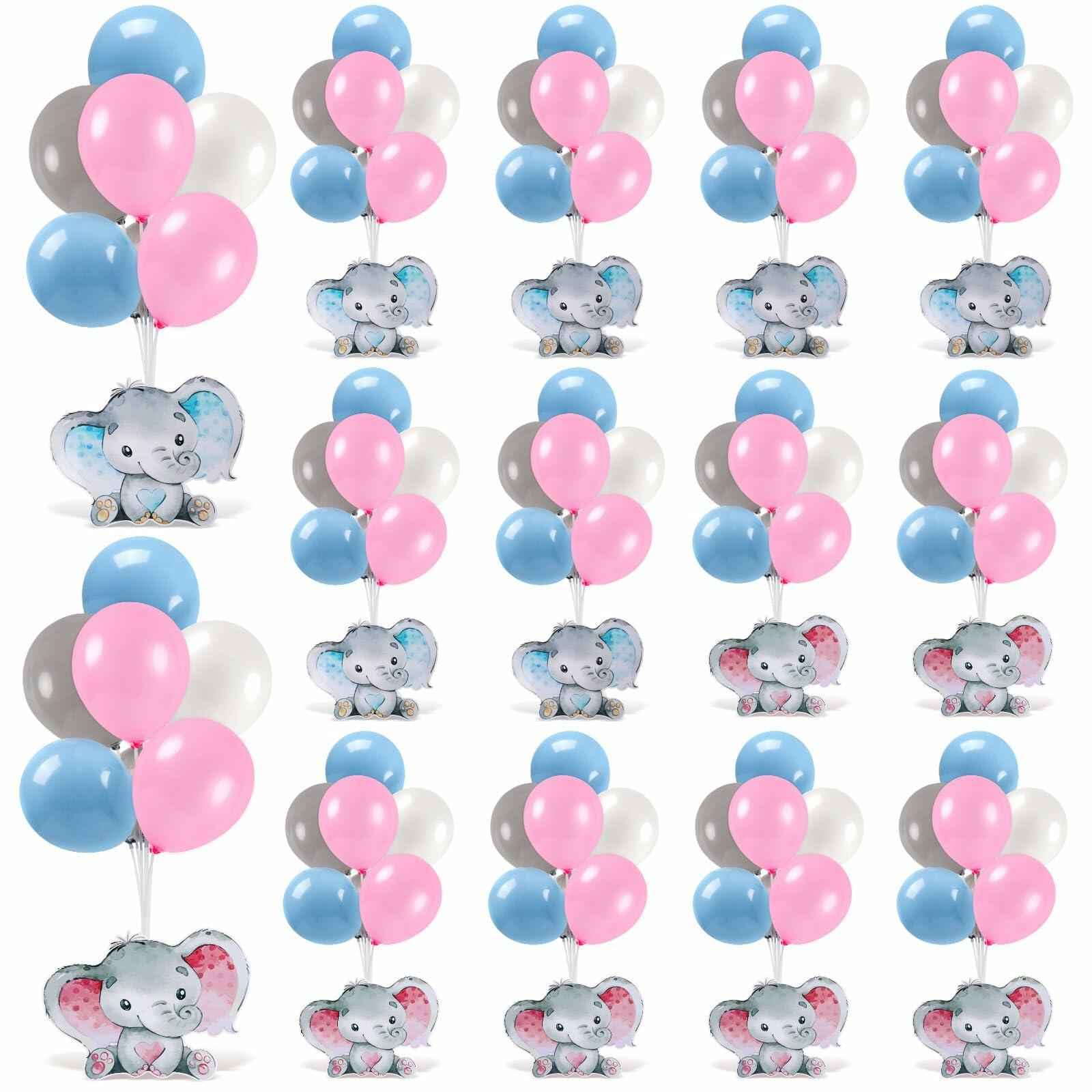 12 Sets Baby Shower Balloon Stand Kit Gender Reveal Pink Blue Table Decor