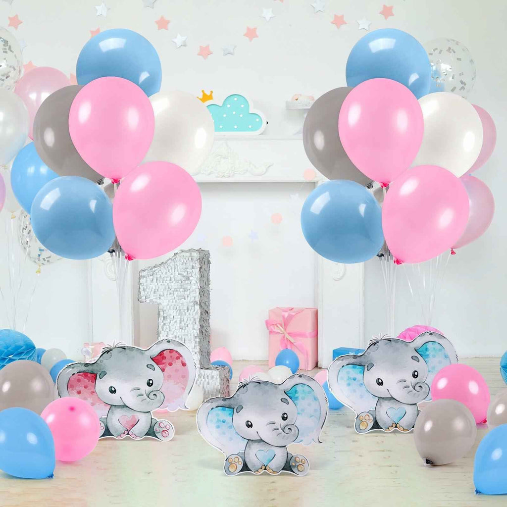 12 Sets Baby Shower Balloon Stand Kit Gender Reveal Pink Blue Table Decor
