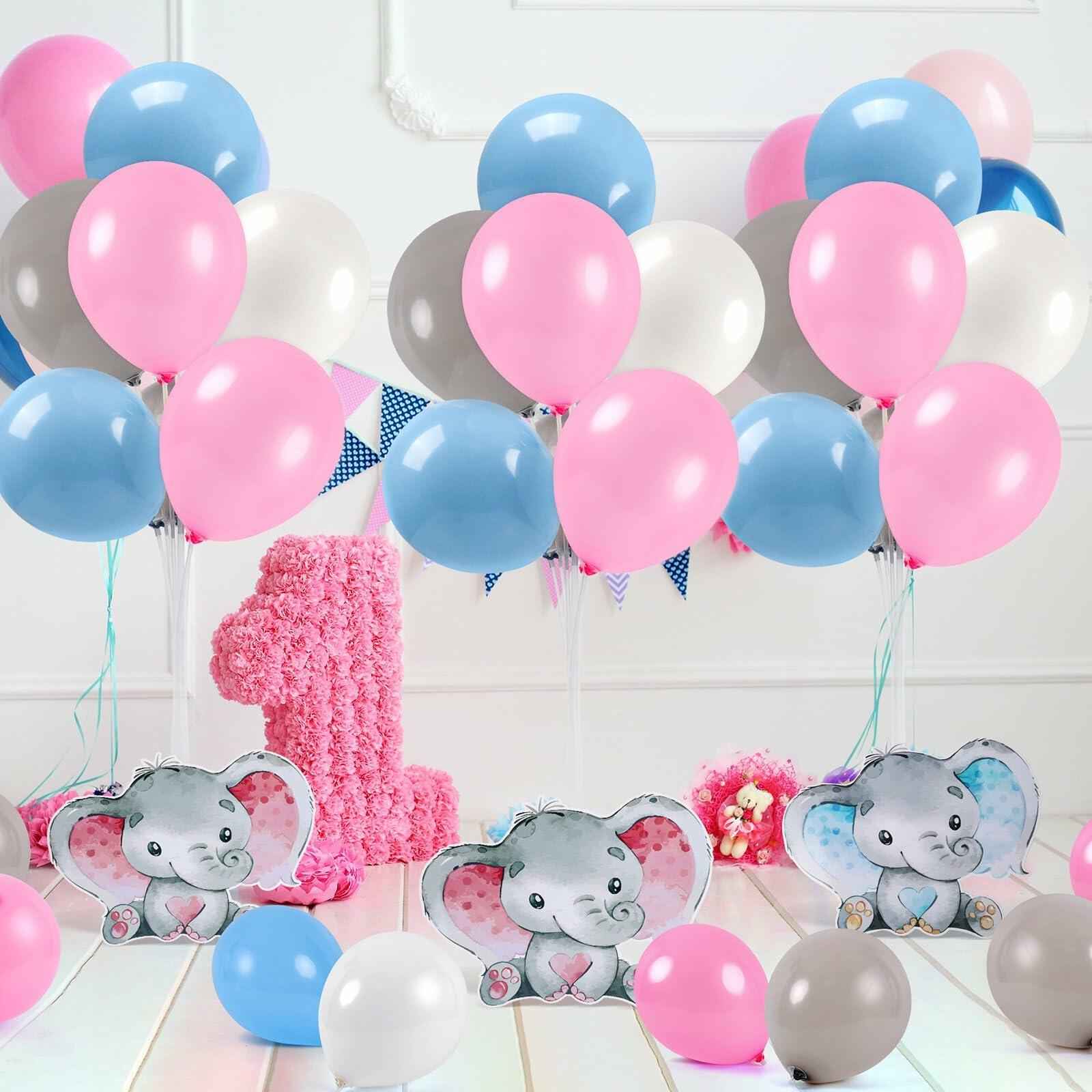 12 Sets Baby Shower Balloon Stand Kit Gender Reveal Pink Blue Table Decor