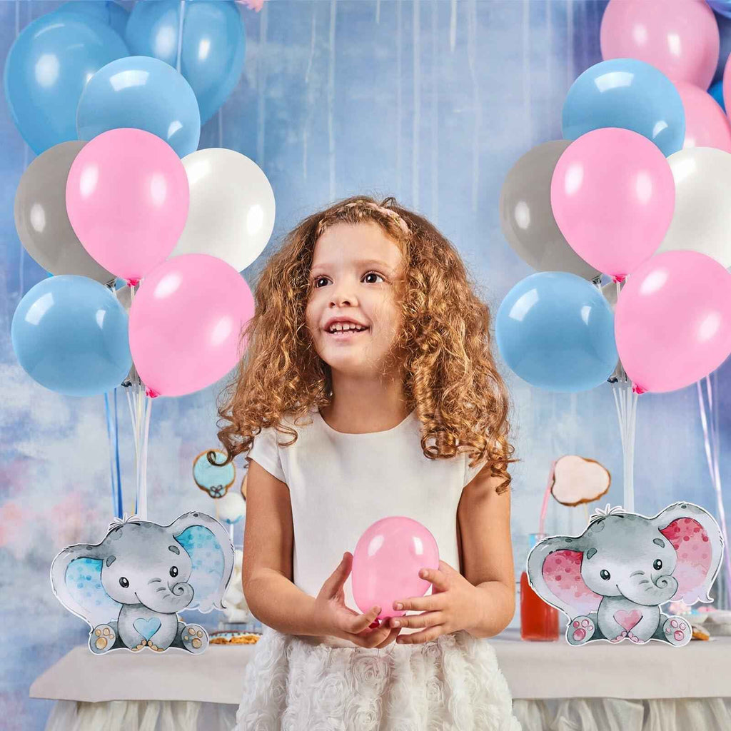 12 Sets Baby Shower Balloon Stand Kit Gender Reveal Pink Blue Table Decor